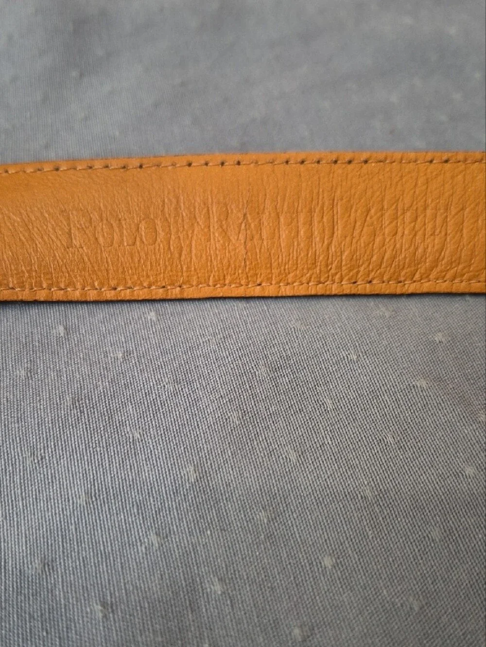 Polo by Ralph Lauren Brown Pebbled Leather Belt Engraved Logo Silver Buckle